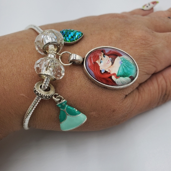 Little Mermaid 925 s.silver big charm bracelet - Picture 7 of 10